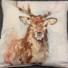 Load image into Gallery viewer, Piped Watercolour Stag Cushion