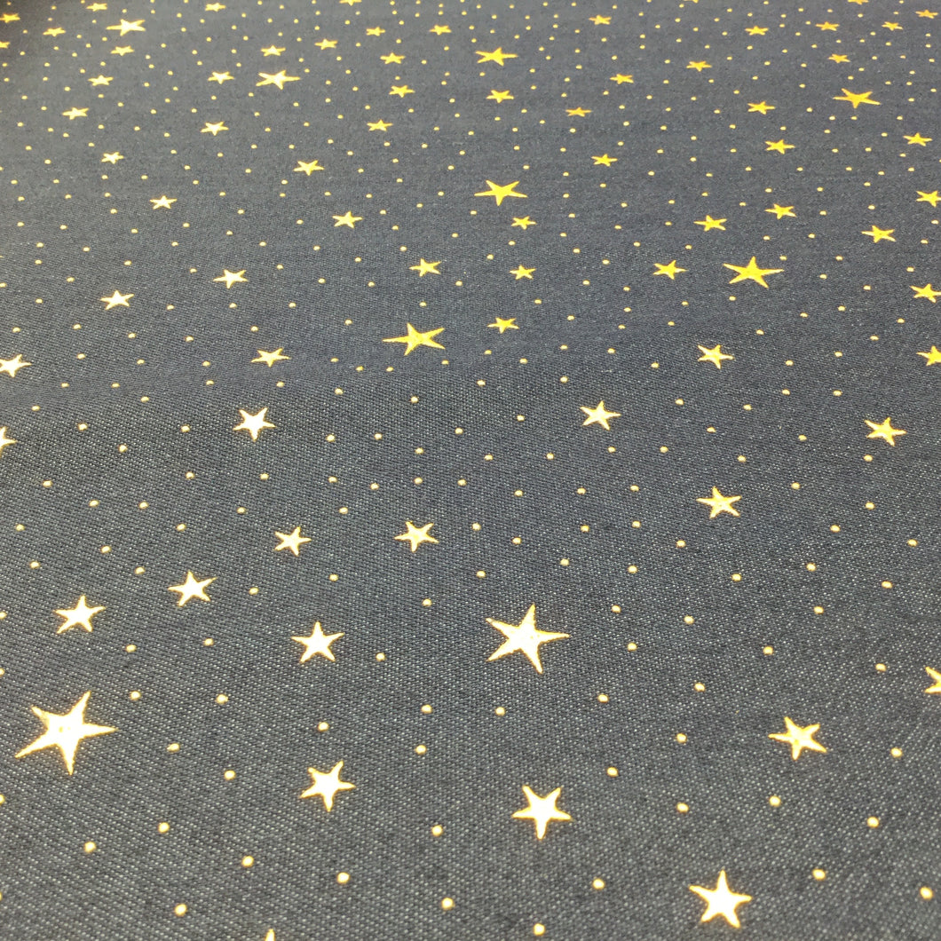 Denim Gold Stars Foil Print