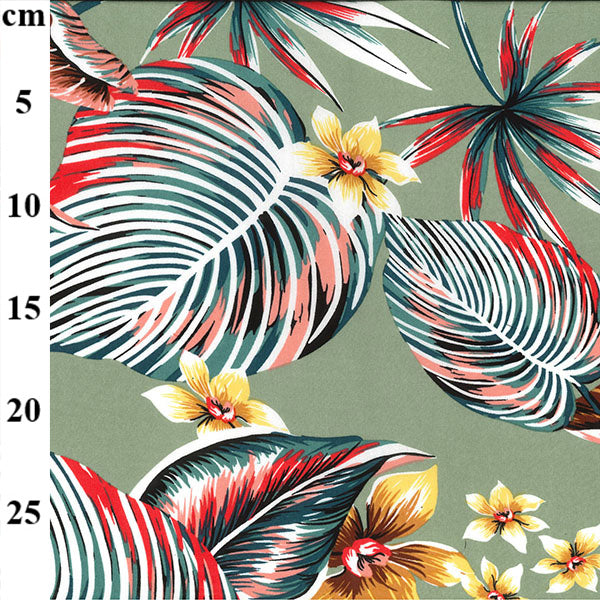 Sage Tropical Viscose Print