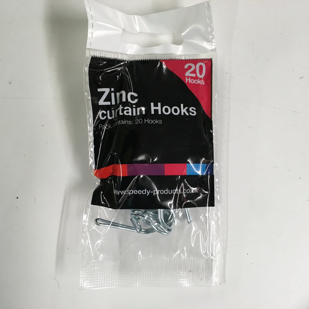 Zinc Curtain Hooks - Pack of 20