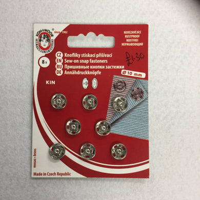 10mm Nickel Plated Snap Fasteners