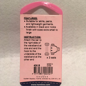 Small Nickle Hook & Bar Skirt Fastener
