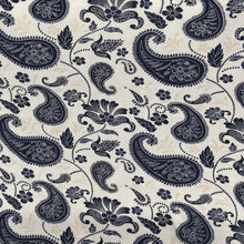 Load image into Gallery viewer, Ivory/Navy Paisley Viscose Print