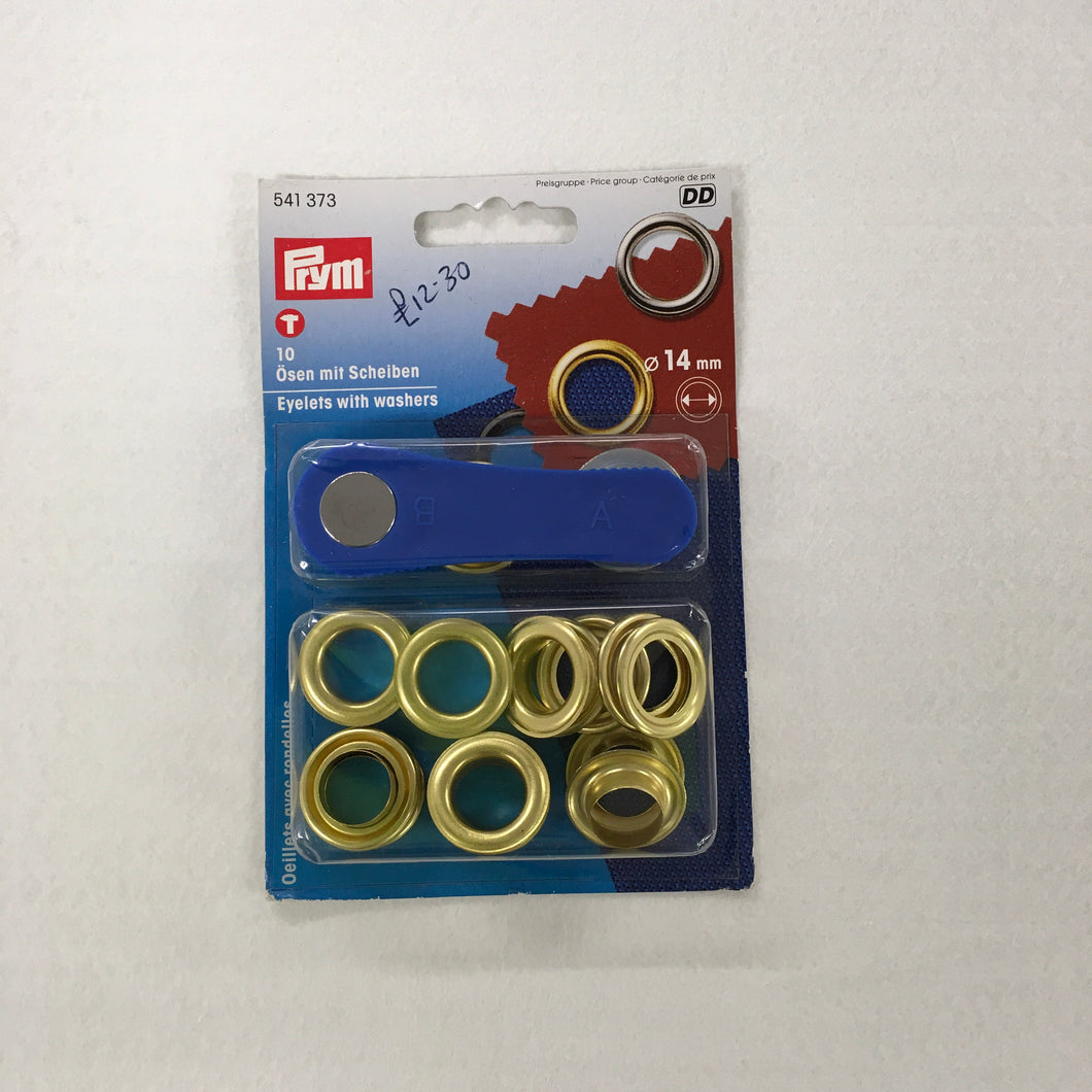 Gold Eyelets With Washers - 14mm