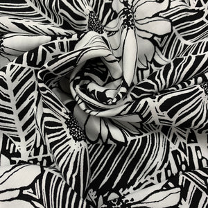 Black/White Flower Print Viscose