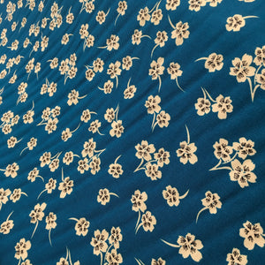 Teal Floral Viscose Twill