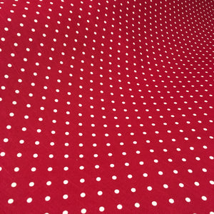 White on Red Polka Dot Linen Look