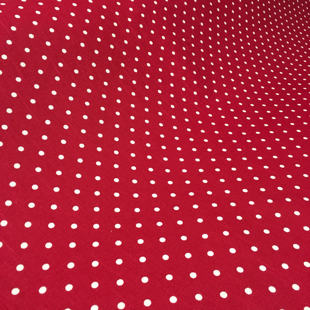 White on Red Polka Dot Linen Look