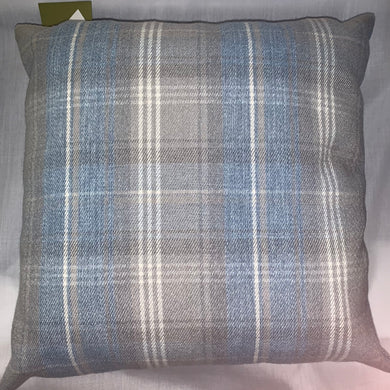 Blue Grey Stirling Check Cushion