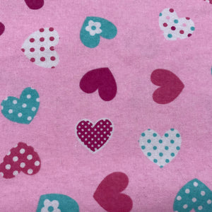 Pink Hearts Cotton Flannel Print