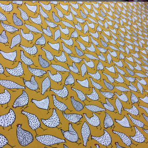 Ochre Chickens Cotton Poplin