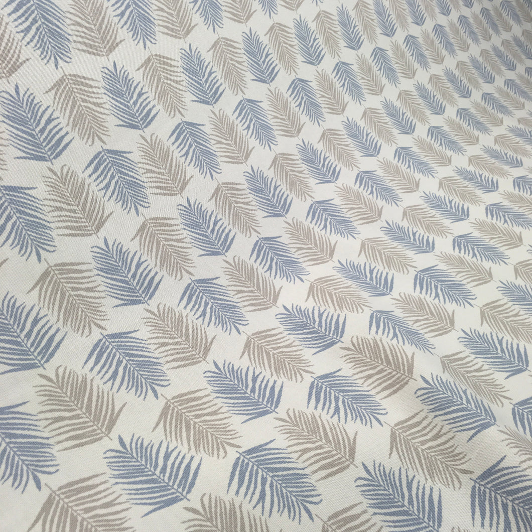 light blue and grey fern leaf curtain fabric