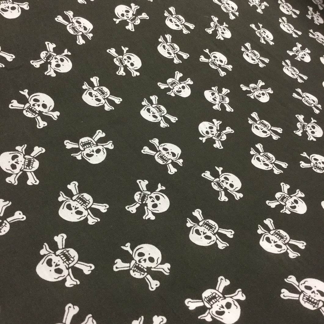 Black Skulls Polycotton Print