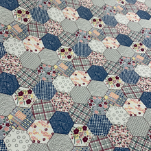 Load image into Gallery viewer, Navy Hexagon Patchwork Cotton Poplin