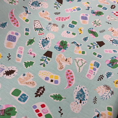 Mint Flower Pot Cotton Poplin