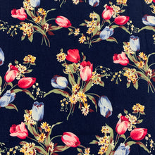 Load image into Gallery viewer, Navy Floral Cotton Poplin