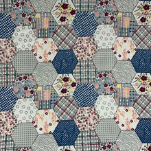 Load image into Gallery viewer, Navy Hexagon Patchwork Cotton Poplin