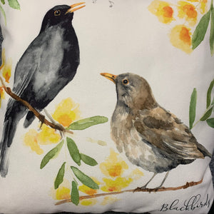 British Bird Blackbirds Cushion