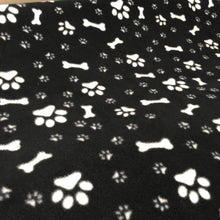 Load image into Gallery viewer, Ivory on Black Paws Fleece