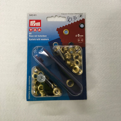 Gold Eyelets With Washers - 5mm