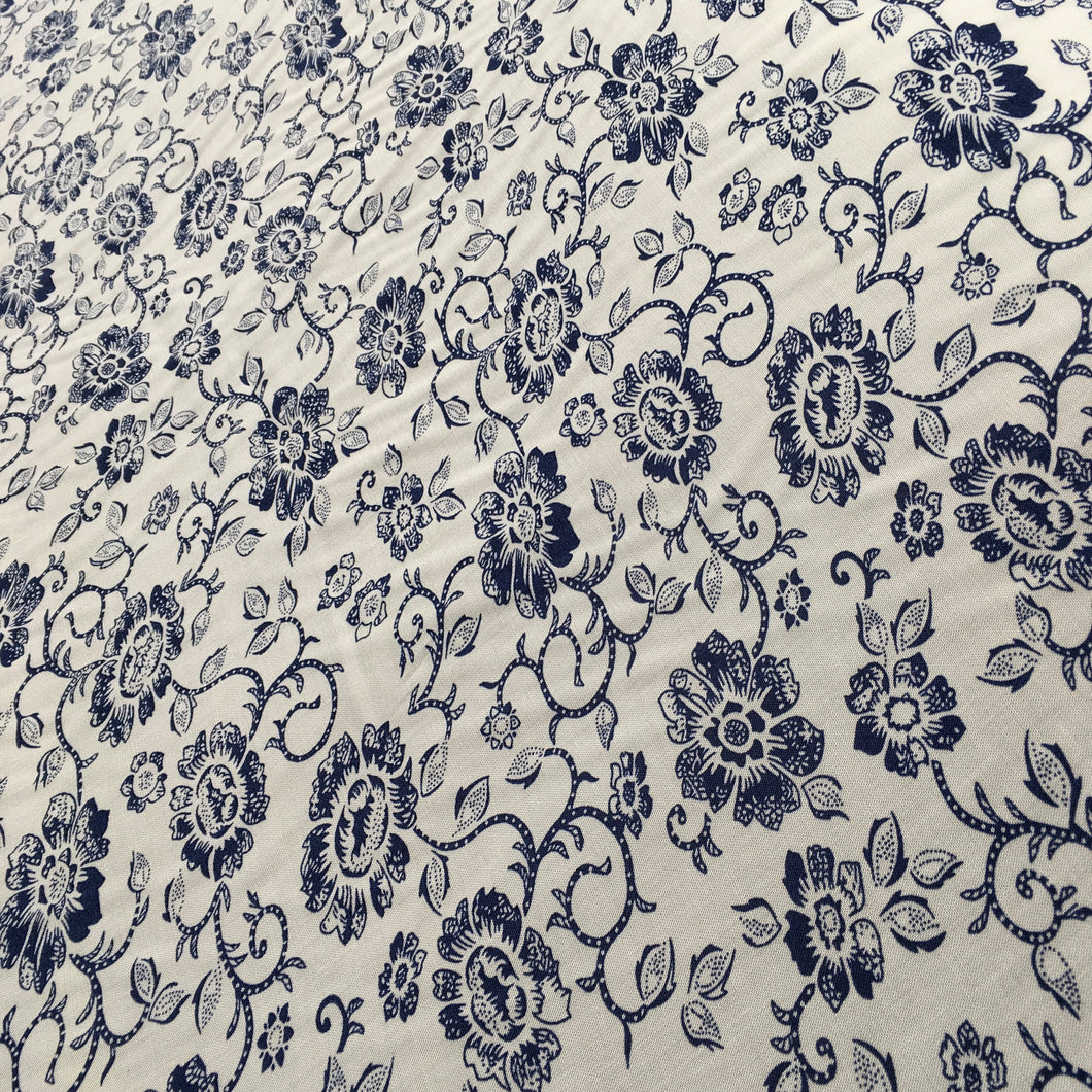 Ivory Ink Floral Viscose Print