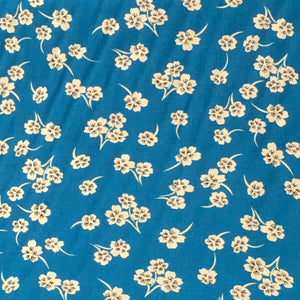 Teal Floral Viscose Twill